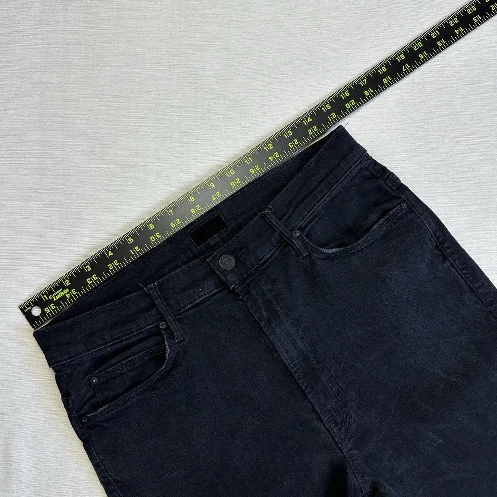Mother Stunner Zip Ankle Step Fray Jeans Size 31 Black USA Not Guilty Wash - Picture 8 of 13